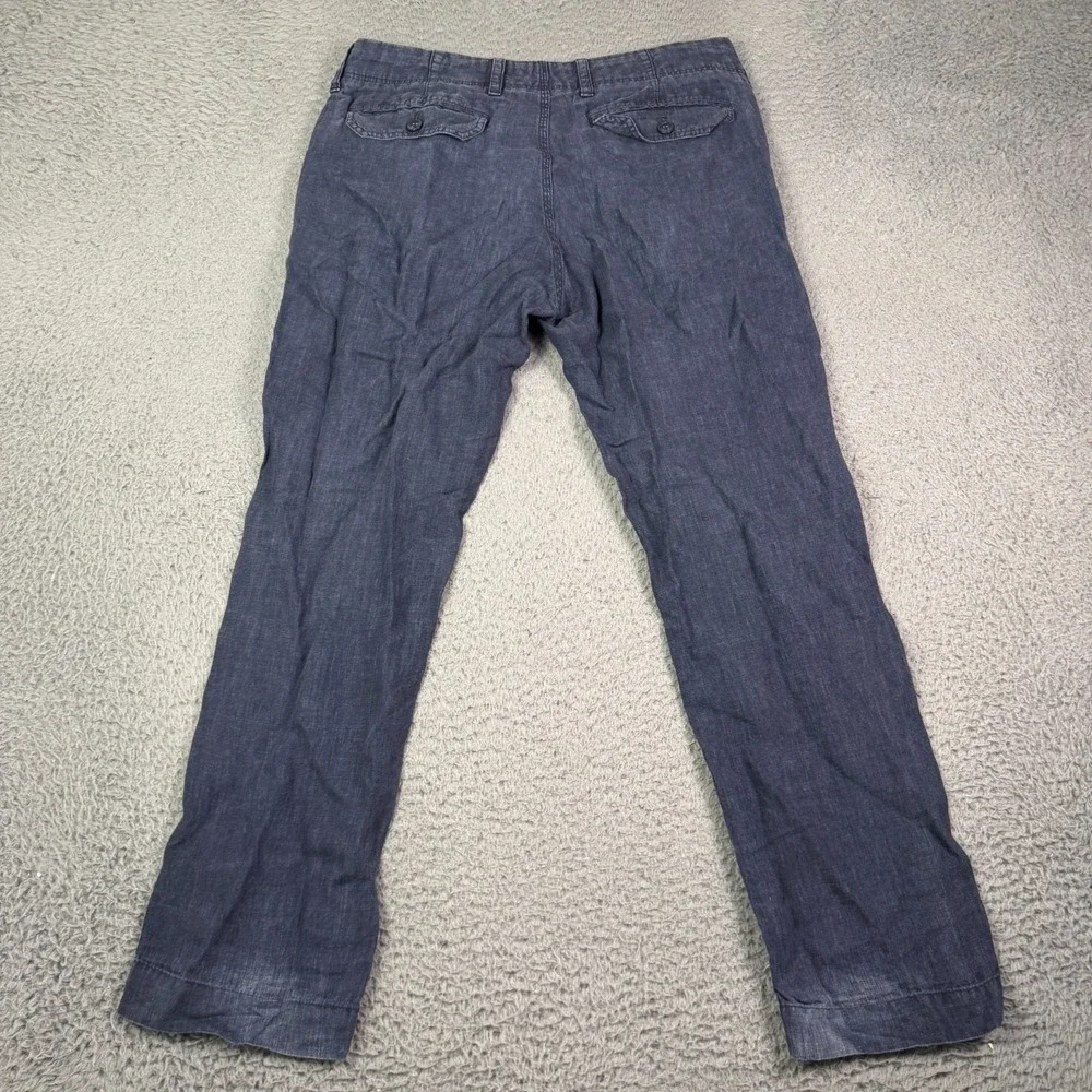 Banana Republic 100% Linen Pants Mens 30x30 Blue Chino Beach Drawstring Straight